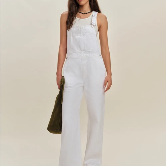 Reformation Arlo Denim Overalls White